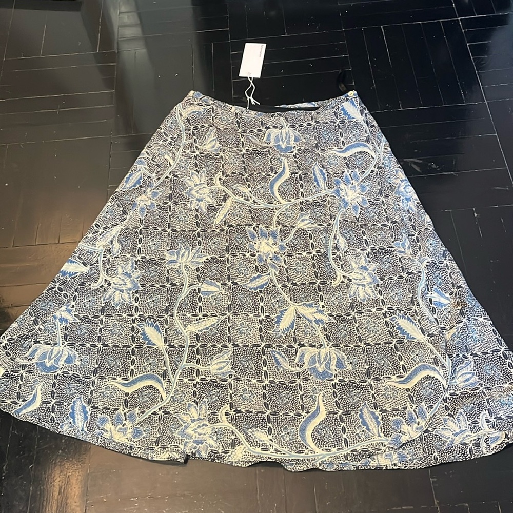 Reformation Vintage Oak Blue Wrap Midi Skirt